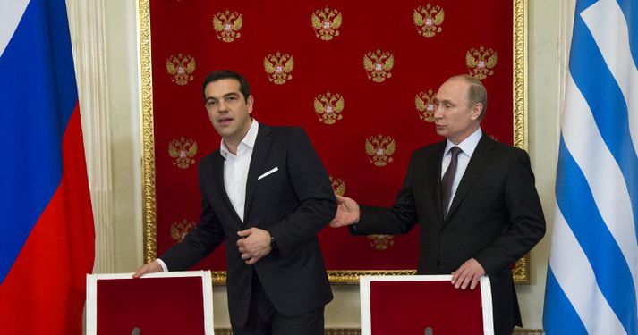 Tsipras og Pútín funduðu í Moskvu í dag.