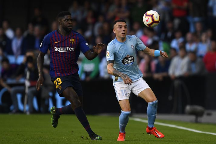 Iago Aspas skoraði annað mark Celta Vigo gegn Barcelona.