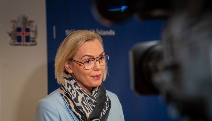 Guðrún Hafsteinsdóttir að loknum ríkisstjórnarfundi í morgun.