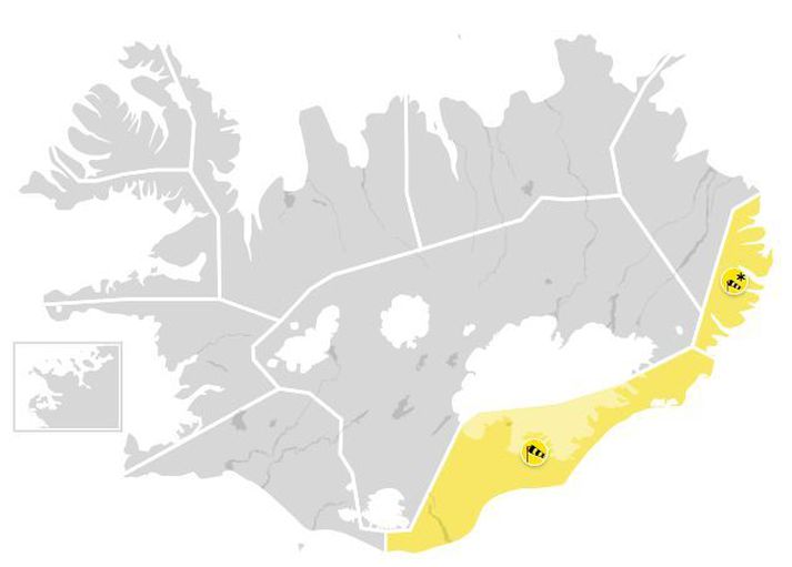 Viðvaranirnar taka gildi nú klukkan 08:00, fimmtudagsmorgun.