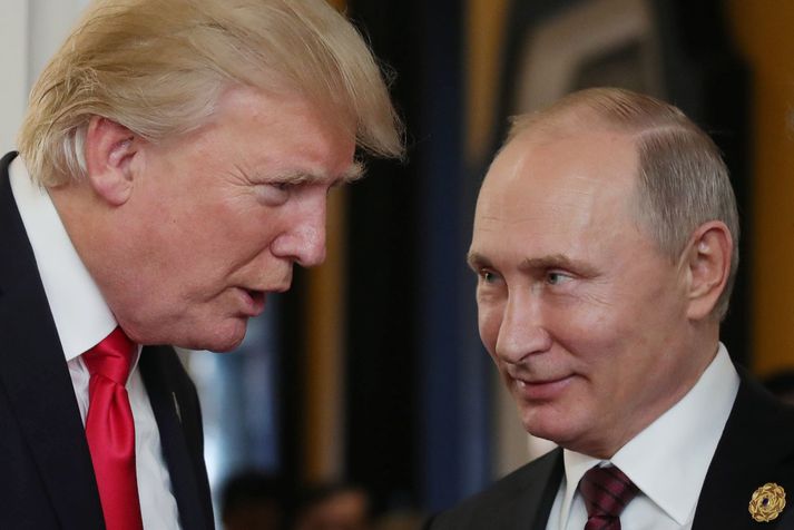 Donald Trump og Vladimir Putin í dag.