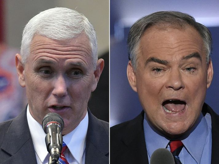 Mike Pence, ríkisstjóri Indiana, og Tim Kaine, öldungadeildarþingmaður frá Virginíu.