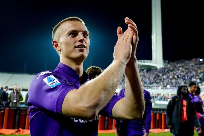 Albert Guðmundsson fékk ekki mikið að spila með Fiorentina í kvöld.