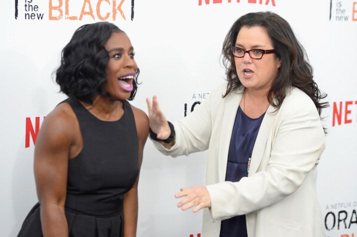 Uzo Aduba ásamt O'Donnell á frumsýningunni.