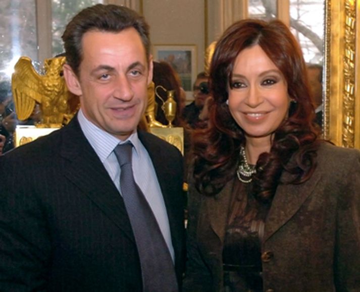 Cristina ásamt Nicolas Sarkozy, forseta Frakklands.