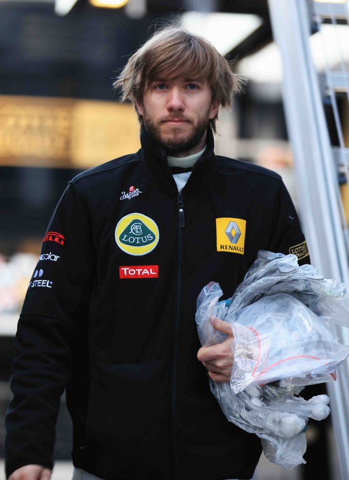 Nick Heidfeld ók með Lotus Renault á Jerez brautinni í dag.