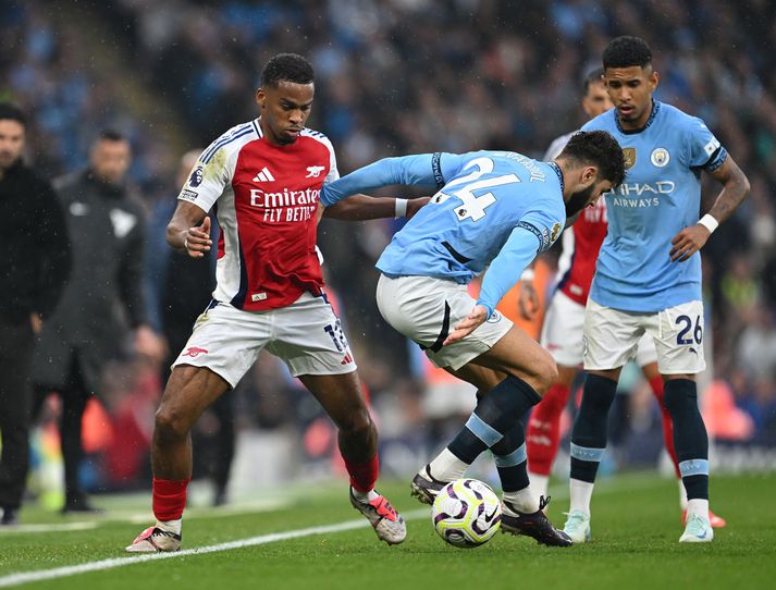 Timber í baráttunni með Arsenal gegn Manchester City á dögunum