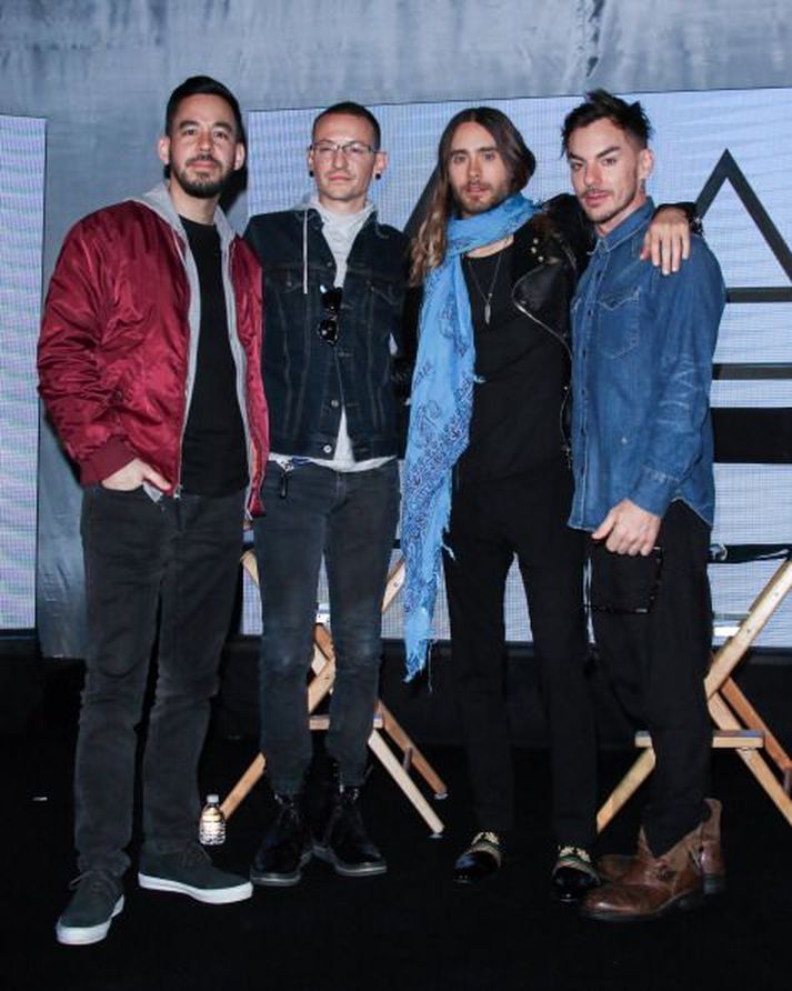 Mike Shinoda og Chester Bennington úr Linkin Park ásamt Jared Leto og Shannon Leto úr Thirty Seconds To Mars.