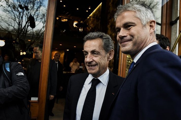 Forsetinn fyrrverandi, Nicolas Sarkozy, og Laurent Wauquiez.