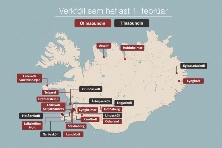 Grunn- og leikskólakennarar eru á leið í verkfall. 