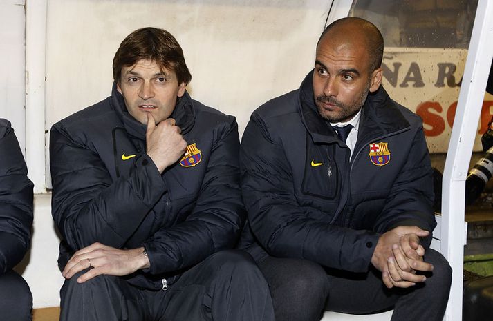 Vilanova (t.v.) og Guardiola.