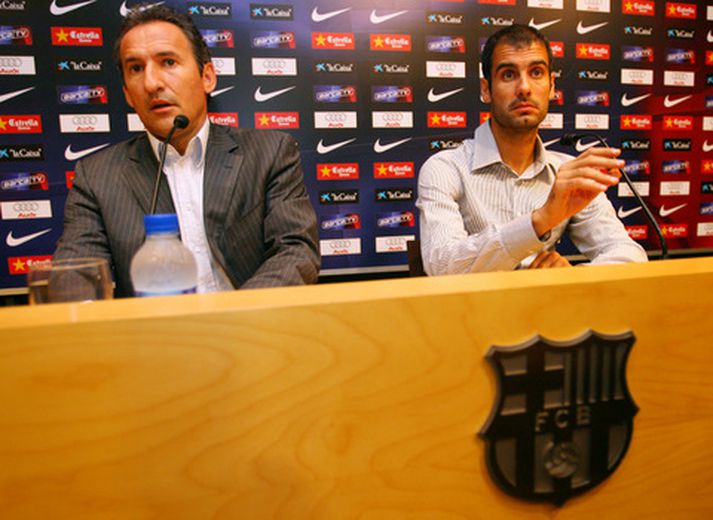 Txiki Begiristain og Pep Guardiola.