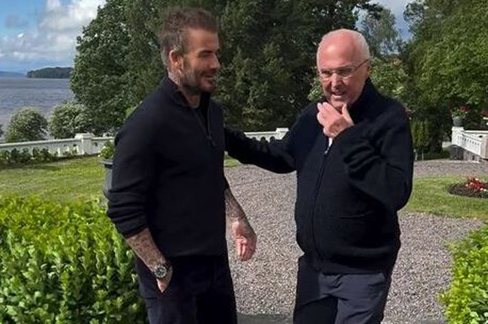 David Beckham með Sven-Göran Eriksson þegar þeir hittust í síðasta skiptið.