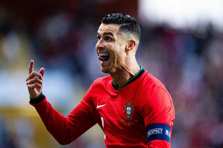 Cristiano Ronaldo skoraði tvö mörk í síðasta undirbúningslandsleik Potúgala fyrir Evrópumótið.