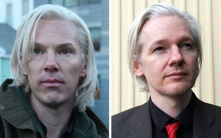 Benedict Cumberbatch (t.v.) fer með hlutverk Julians Assange í myndinni.