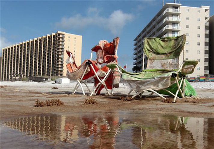 Orange Beach í Alabama var ófögur í morgun.