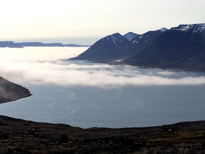 Úr Arnarfirði á Vestfjörðum. Fossfjörður gengur til suðurs inn úr Arnarfirði. 