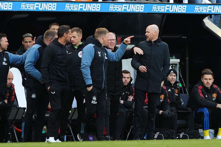 Eddie Howe og Erik ten Hag deildu á hliðarlínunni í gær.