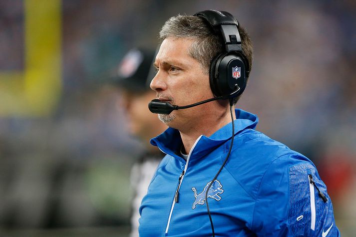 Jim Schwartz er hér að stýra Detroit Lions í síðasta skipti.