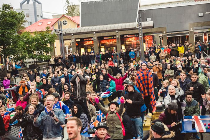 Mikil stemning myndaðist á Ingólfstorgi á fimmtudaginn.