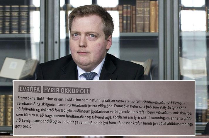 Fram kemur í bréfinu að Framsóknarflokkurinn sé eini flokkurinn sem hefur markað sér skýra stefnu fyrir aðildarviðræður við Evrópusambandið.