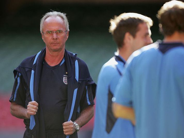 Sven-Göran Eriksson. Mjög ánægður með liðið sitt þessa dagana.