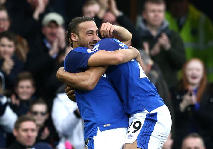 Cenk Tosun skoraði sitt fyrsta mark á Goodison Park fyrir Everton í dag