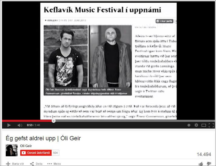 Úr myndbandinu. Franz er óvænt, og honum reyndar mjög á móti skapi, orðinn aukaleikari í upprisumyndbandi Óla Geirs á YouTube.