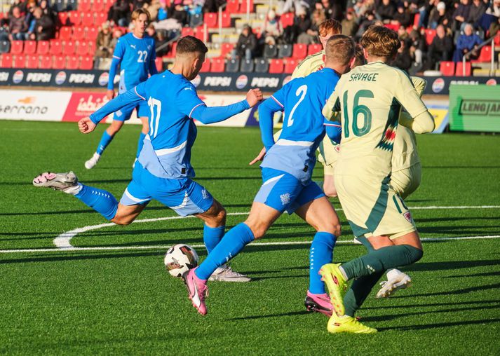 Óskar Borgþórsson skoraði mark Íslands gegn Wales í síðasta leik U21-landsliðsins, í september.