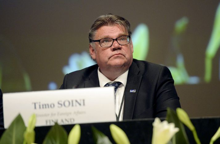 Timo Soini, formaður Sannra Finna, gegnir embætti utanríkisráðherra landsins.