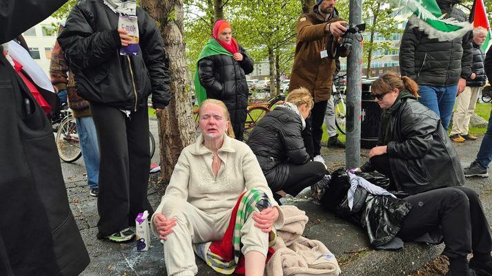 Um 40 mótmælendur fengu piparúða yfir sig í aðgerðum lögreglu á mótmælunum 31. maí.