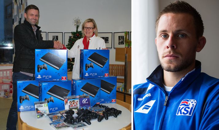 Ólafur Már Sigurðsson, bróðir Gylfa afhenti gjafirnar í dag.