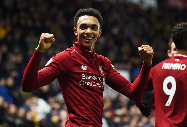 Trent Alexander-Arnold er ungur lykilmaður hjá toppliði Liverpool sem heldur uppi ungu mínútunum fyrir Jürgen Klopp.