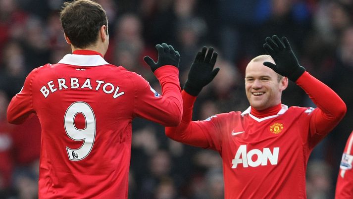 Wayne Rooney og Dimitar Berbatov fagna marki á öðrum degi jóla í fyrra.