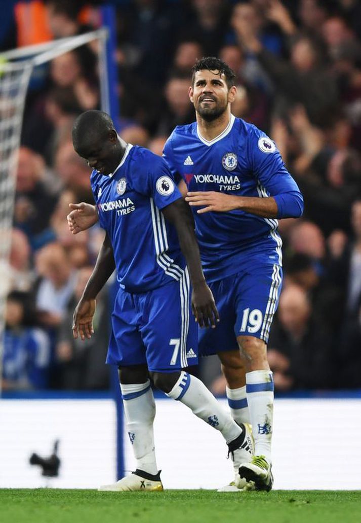 N'Golo Kante og Diego Costa verða báðir í stúkunni á mánudaginn.