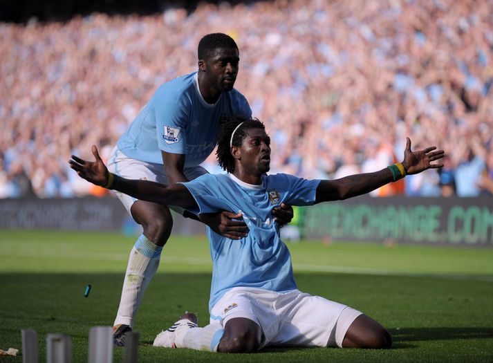 Fagnið fræga hjá Emmanuel Adebayor á móti Arsenal áirð 2009.