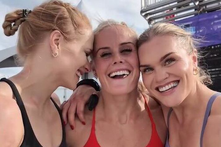 Anníe Mist Þórisdóttir, Sara Sigmundsdóttir og Katrín Tanja Davíðsdóttir nutu þess að keppa saman í Miami um helgina.