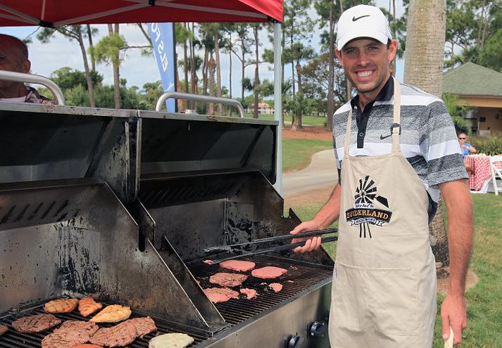 Charl Schwartzel bauð upp á grillstemningu í anda Suður-Afríku á Augusta.