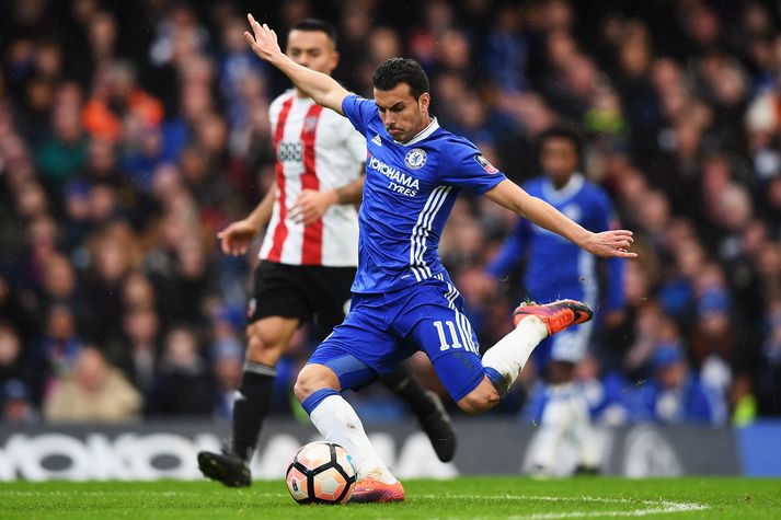 Pedro skoraði eitt af mörkum Chelsea í dag.