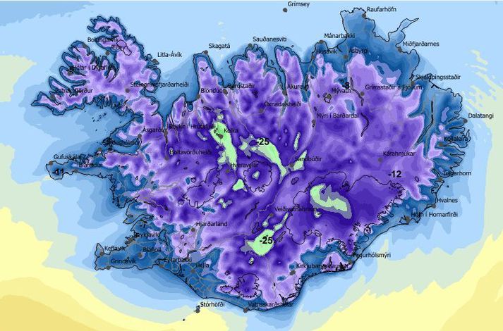 Kalt veður er í kortunum á gamlárskvöld.