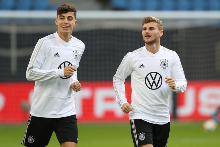 Kai Havertz og Timo Werner á æfingu með þýska landsliðinu.