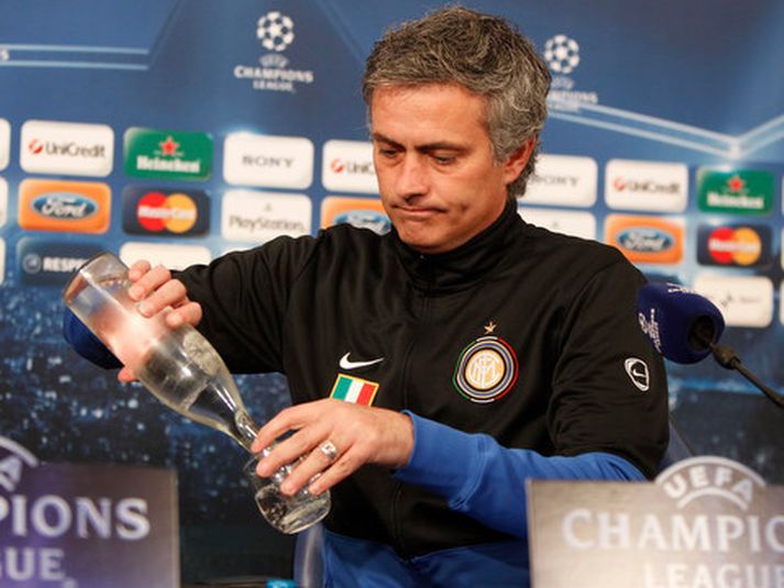 Jose Mourinho, þjálfari Inter Milan, á blaðamannafundi fyrir leikinn í kvöld.