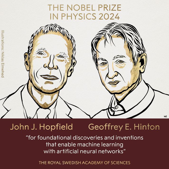 Nóbelverðlaunahafarnir í eðlisfræði árið 2024 eru John Hopfield og Geoffrey Hinton.