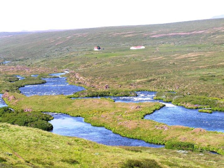 Séð yfir urriðaparadísins Laxá.