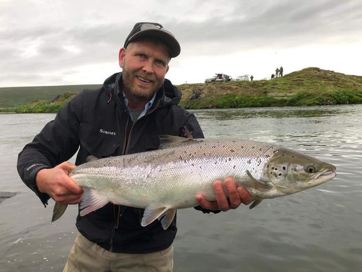 Flottur lax sem veiddist í gær við opnun Nessvæðisins í Laxá í Aðaldal