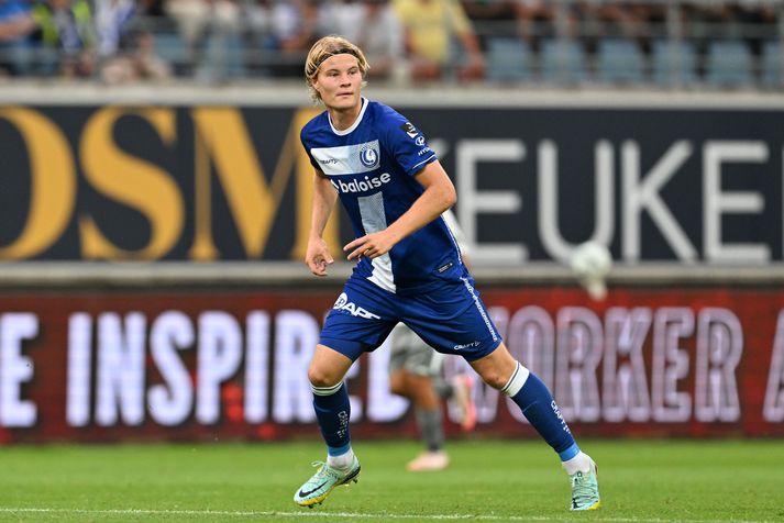 KAA Gent v FC Verbroedering Dender EH - Jupiler Pro League GENT, BELGIUM - AUGUST 4: Andri Gudjohnsen (9) of AA Gent pictured during the Jupiler Pro League season 2024 - 2025 matchday 2 game between AA Gent and FCV Dender on August 4 , 2024 in Gent, Belgium. (Photo by Isosport/MB Media/Getty Images)