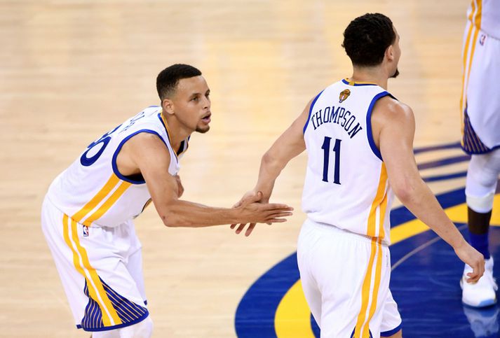 Stephen Curry og Klay Thompson.