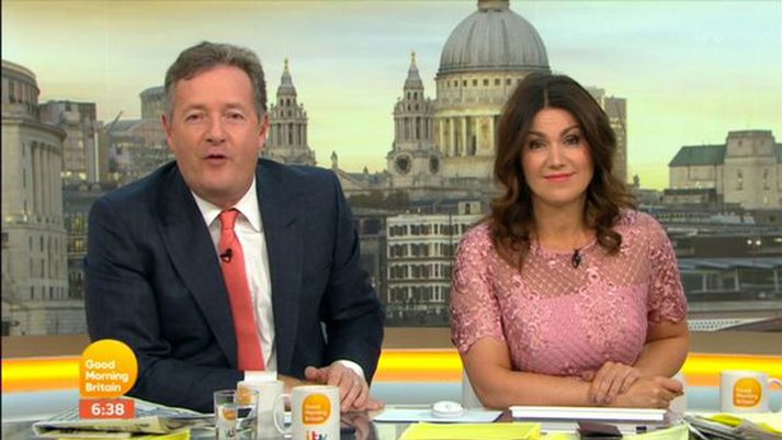 Piers Morgan og Susanna Reid á ITV í morgun.