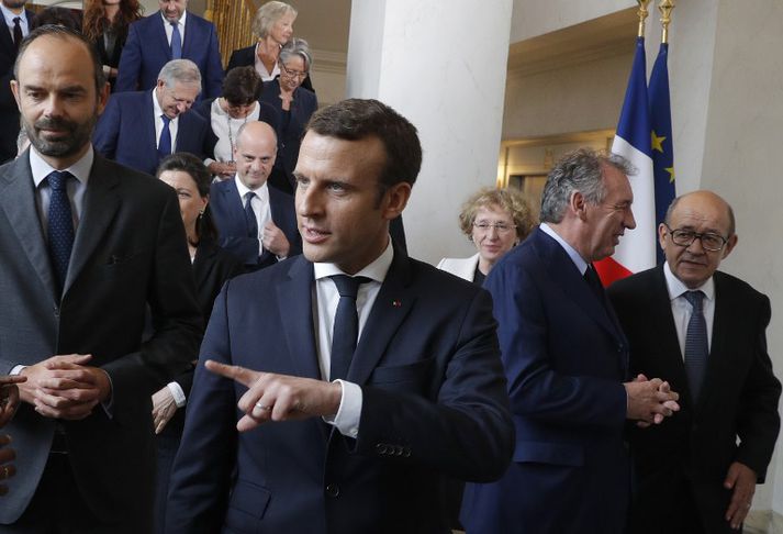 Emmanuel Macron kynnti ríkisstjórn sína í gær.