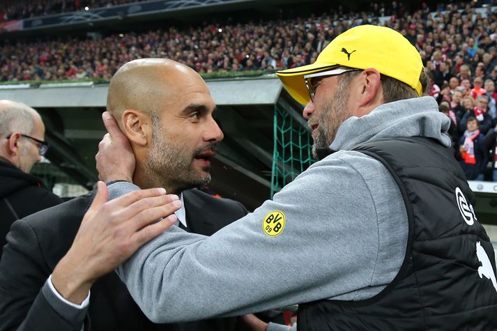 Guardiola og Klopp á góðri stundu í Þýskalandi.